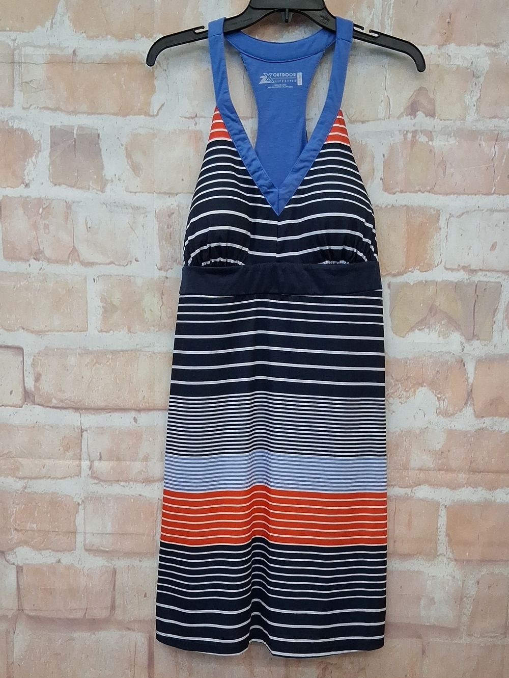 NWT ZeroXposur Blue, Navy & Red Striped Tank Halter Dress